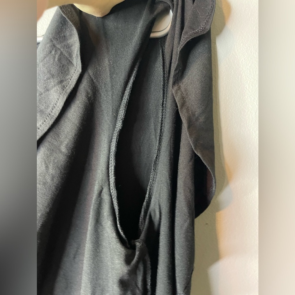 Nemidor Black Ruffle Sleeve Midi Dress Size 16 with pockets Stretch - Picture 3 of 8